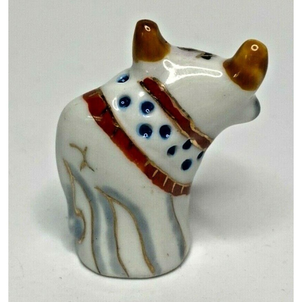 Vintage Chinese Hand Painted Zodiac Animal Shaped Thimble Porcelain "Ox" U185 - Picture 2 of 3